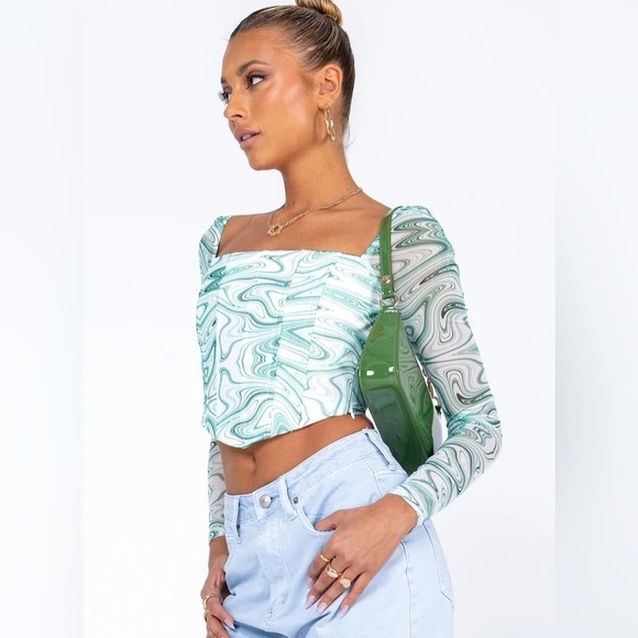 PRINCESS POLLY Beverly‎ Long Sleeve Corset Cropped Top Size 12 NWT - Picture 9 of 9